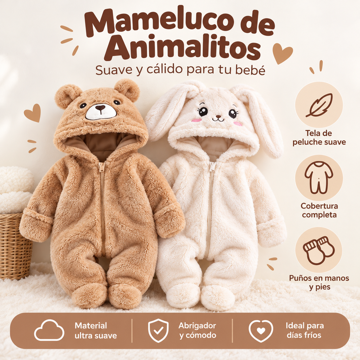 NUNUBÉ™ Mameluco de conejito para bebé